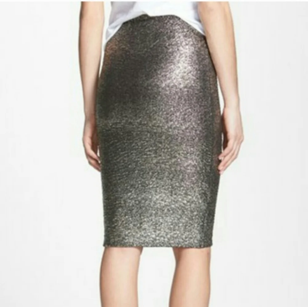 june and hudson black gold metallic straight skirt S NWT party prom dancing